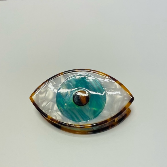 Cheetah tortoise shell evil eye hair claw clip - Picture 2 of 5